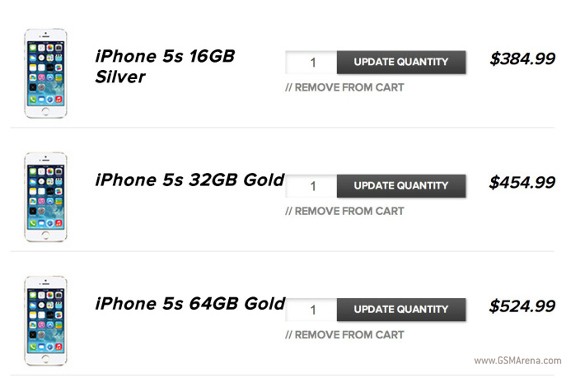 Giá iPhone&nbsp;5s&nbsp;tại của Virgin Mobile.