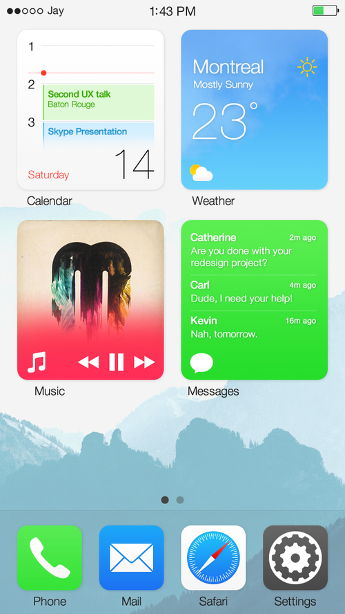 Ý tưởng thiết kế iOS 8 kết hợp cùng Widget và Live Tile
