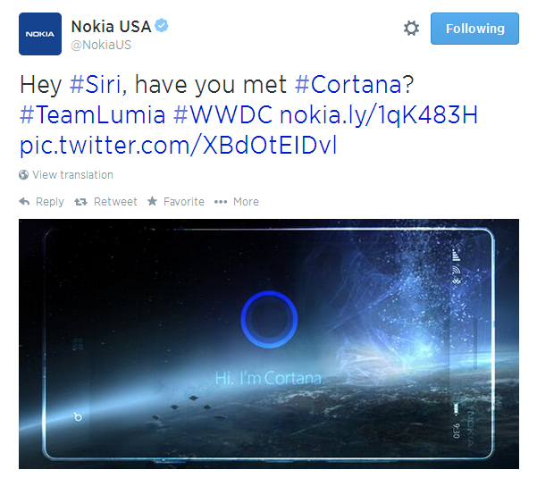 Nokia cố tình "chọc ghẹo" Apple trong sự kiện WWDC 2014