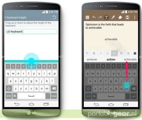 Smart Keyboard on the LG G3, picture courtesy of Portable Gear