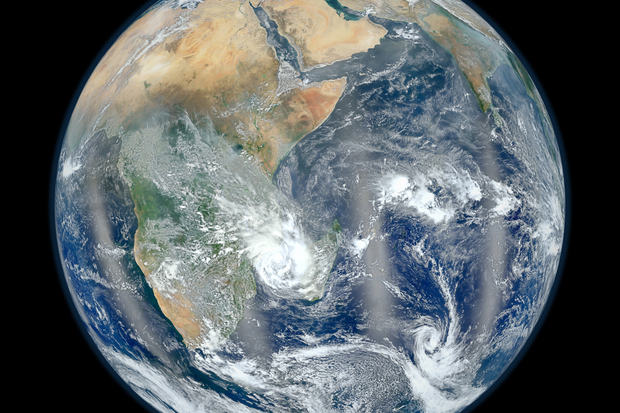 This photo from NASAs Suomi NPP satellite shows the Eastern Hemisphere of Earth in Blue Marble view.