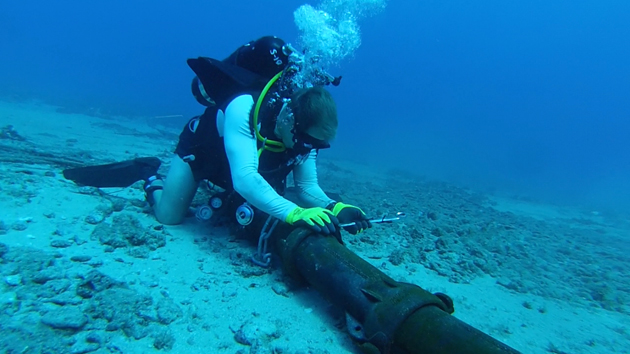 Working on undersea cable