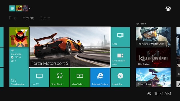 Xbox One dashboard