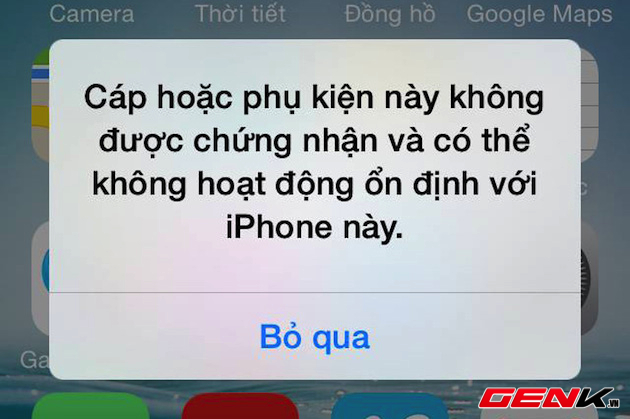 Nhiều người Việt gặp lỗi cáp chuẩn báo cáp nhái trên iOS 7