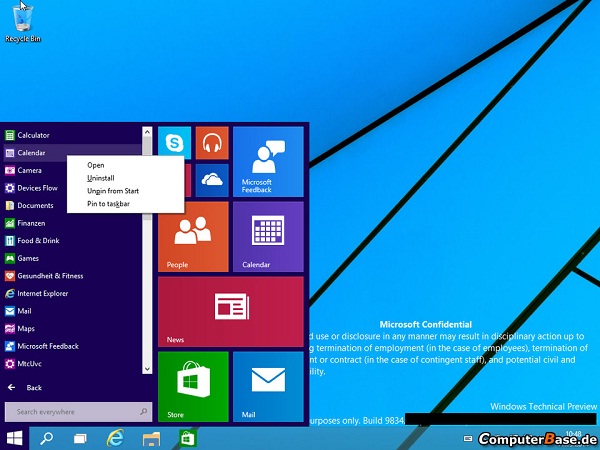 Rò rỉ ảnh chụp màn hình Windows 9