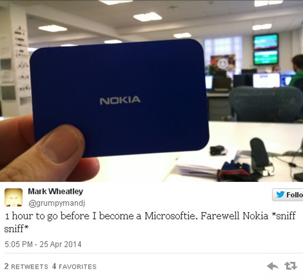  Chia sẻ trước giờ Nokia chính thức về Microsoft: 1 giờ nữa tôi đã trở thành người của Microsoft. Vĩnh biệt Nokia
