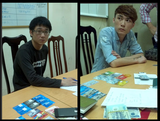 Hai đối tượng người Đài Loan bị Công an Hà Nội bắt giữ hồi cuối tháng 6 vì hành vi giả danh công an gọi điện lừa đảo người dân. Ảnh: PC50 cung cấp