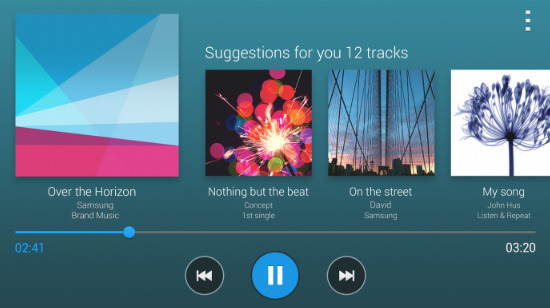 While using the stock music app in landscape mode, tilt the phone to receive a list of tunes similar to the one you are listening to