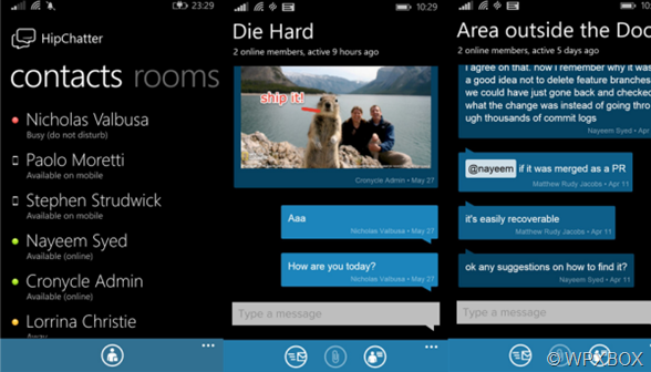 HipChatter - Chat nhóm tiện dụng cho Windows Phone