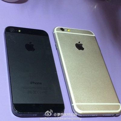 Hình ảnh so sánh iPhone 6 với iPhone 5 được Lâm Chí Dĩnh chia sẻ.