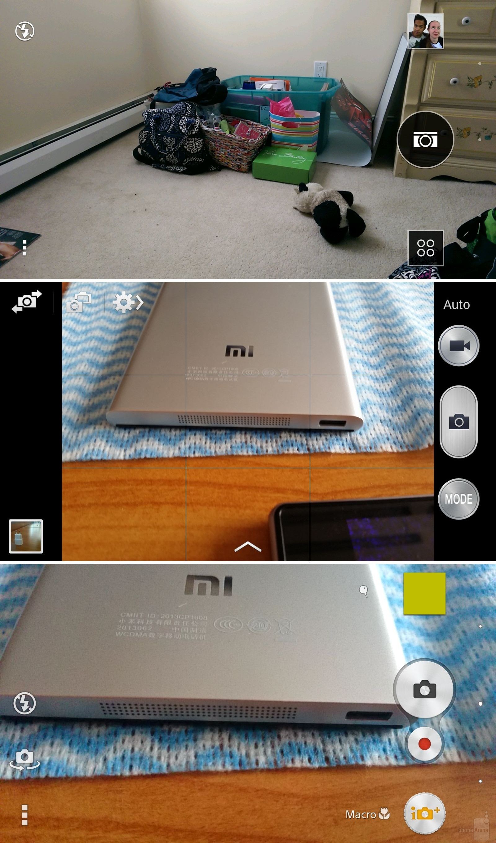 Giao diện camera trừ trên xuống dưới là Sense 6.0, TouchWiz và Xperia UI.