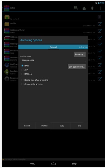 Tạo và quản lí các tập tin RAR trên Android như trên máy tính
