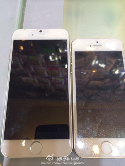 Hình ảnh so sánh iPhone 6 với iPhone 5 được Lâm Chí Dĩnh chia sẻ.