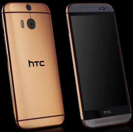 HTC One M8 vỏ vàng hồng.