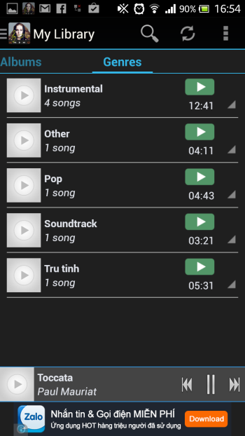 Mỗi Playlist đều tự động tính tổng thời gian chạy cho phép người dùng quản lý tốt quỹ thời gian nghe nhạc.