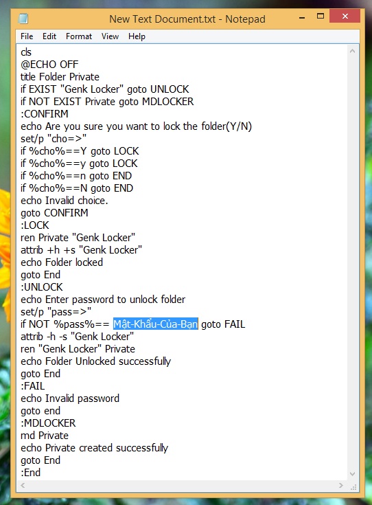 Tự tạo mật khẩu bảo vệ thư mục mà không dùng đến phần mềm