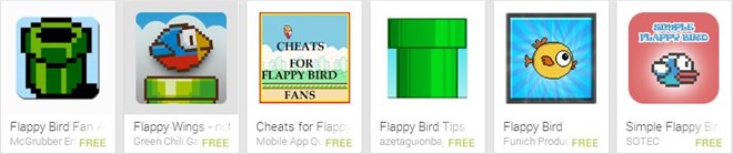 Không khó để tìm thấy những game ăn theo hay đặt tên giống Flappy Bird trên kho Google Play.