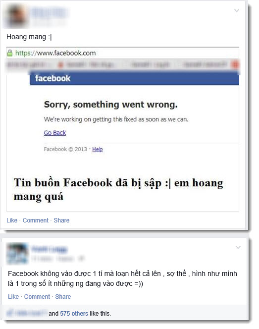 Một số người dùng mạng xã hội may mắn vào được Facebook than thở.