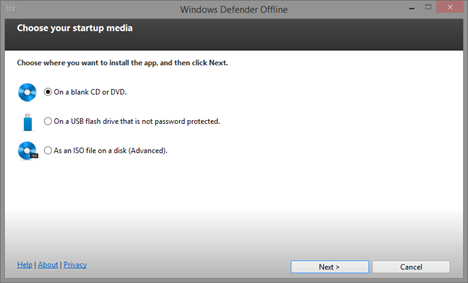 Tạo đĩa cứu hộ máy tính bằng Windows Defender Offline