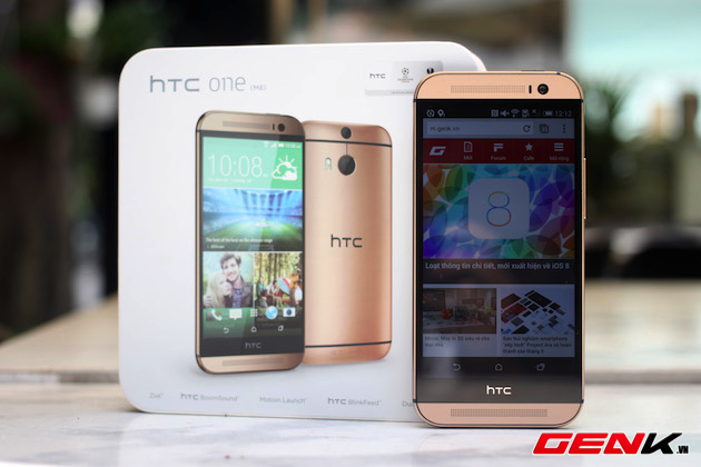 Mở hộp HTC One M8 xách tay màu vàng hổ phách, giá lên tới 22 triệu đồng