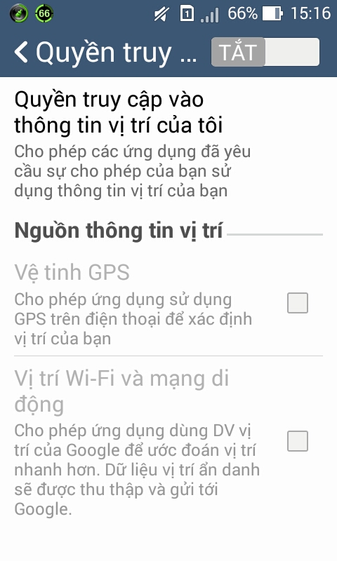 Cấu hình Quyền truy cập thông tin vị trí (GPS)