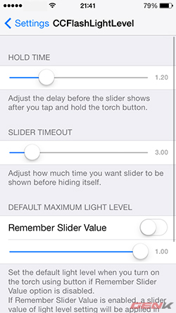 Cydia: Điều chỉnh độ sáng đèn flash ngay trên Control Center của iPhone