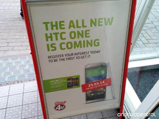 The All New HTC One is advertised on a U.K. street