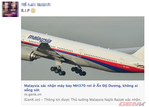 Mạng xã hội ngập tràn lời chia buồn từ cộng đồng gửi tới nạn nhân máy bay MH370