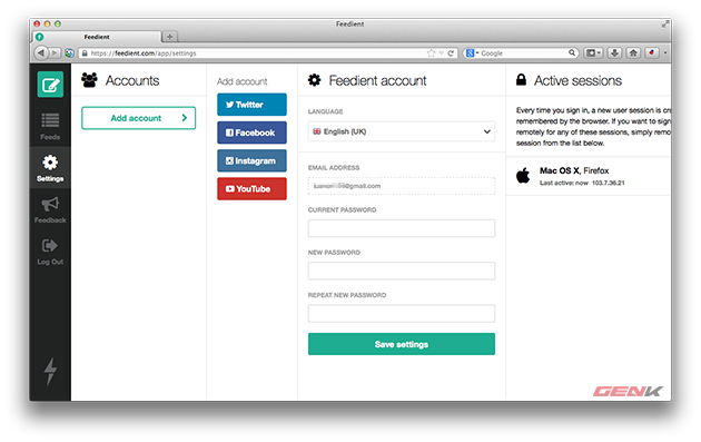 Feedient: Theo dõi nhiều tài khoản mạng xã hội chỉ với một website duy nhất