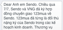 Thông tin được gửi tới nhân viên Sendo.