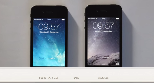 Video so sánh iPhone 4S chạy iOS 7.1.2 và iOS 8