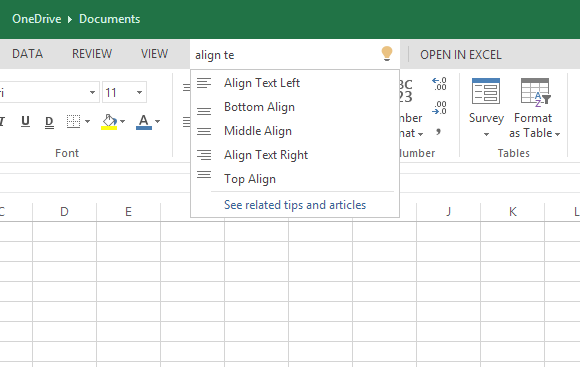 Microsoft bổ sung thanh tìm kiếm "Tell me" cho Excel và PowerPoint Online