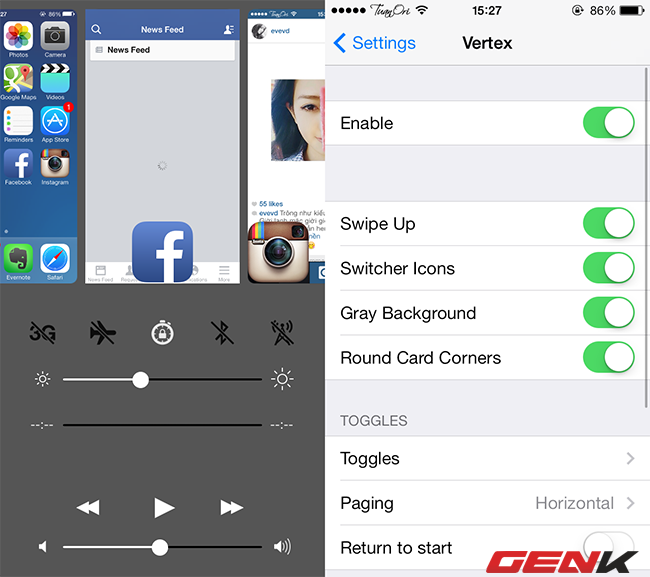 Cydia: Vertex - Tweak giúp tùy biến Mission Control iOS 7 đẹp hơn