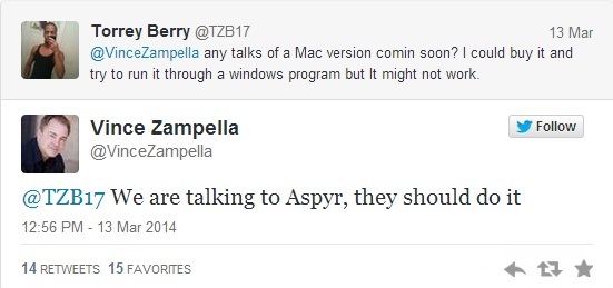 Dòng Tweet tiết lộ kế hoạch đưa Titanfall lên Mac của Zampella - Giám đốc Respawn studio.