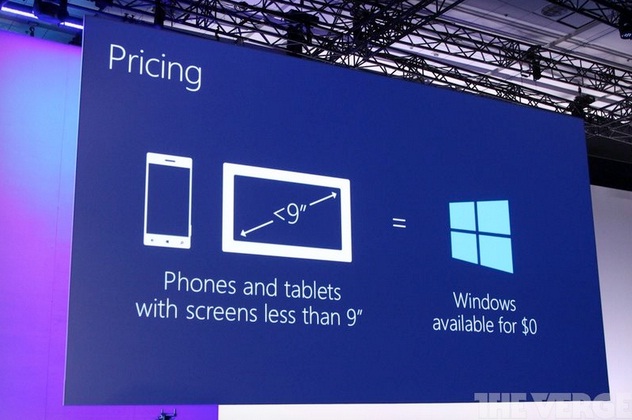 Microsoft cung cấp Windows miễn phí cho các thiết bị dưới 9 inch