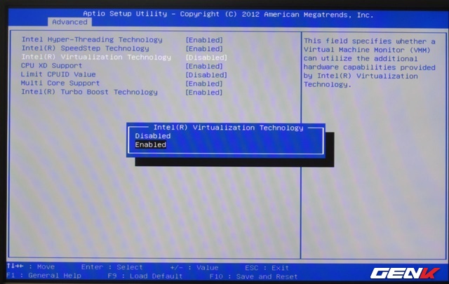  Trường hợp nếu nhận thấy màn hình Leapdroid tải quá lâu, bạn hãy chắc chắn rằng phần cứng máy tính của mình có hỗ trợ chức năng ảo hóa và đã kích hoạt sẳn. Để kiểm tra, bạn hãy truy cập vào BIOS. 