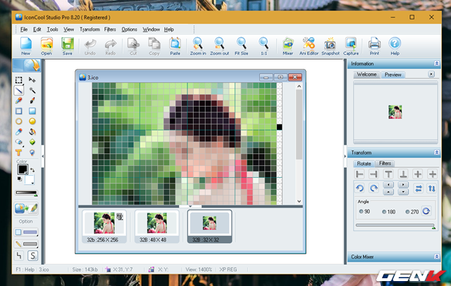  Khi đó, bạn sẽ thấy trong giao diện cửa sổ Layout của IconCool Studio sẽ xuất hiện một số các hình ảnh nhỏ có kích thước bằng với kích thước mà bạn đã chọn ở cửa sổ Image Format. 