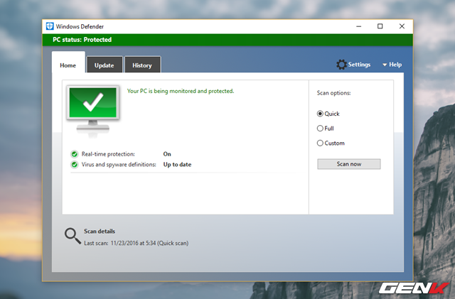  Windows Defender trên Windows 10 hoạt động khá tốt và làm việc rất hiệu quả. 