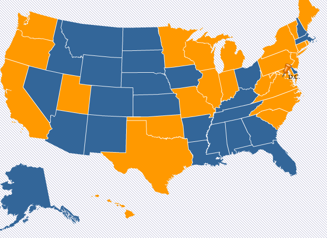  C&aacute;c bang m&agrave;u da cam l&agrave; những bang c&oacute; luật về t&aacute;i chế đồ điện tử. 
