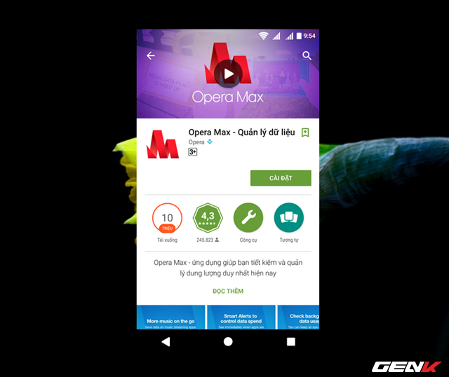  Opera Max có chức năng tối ưu và nén các dữ liệu ra/vào chiếc smartphone Android của bạn nhằm giúp tiết kiệm dung lượng và chi phí khi sử dụng kết nối 3G 