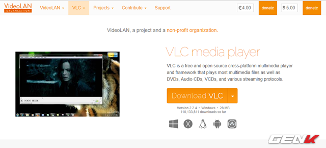  Trước khi bắt đầu, bạn có thể truy cập vào địa chỉ này để tải về VLC Media Player phiên bản mới nhất cho máy tính. 