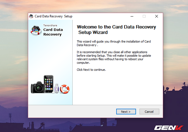  Sau khi tải về, bạn hãy khởi chạy gói tin để bắt đầu quá trình cấu hình cài đặt phần mềm Tenorshare Card Data Recovery vào Windows. 