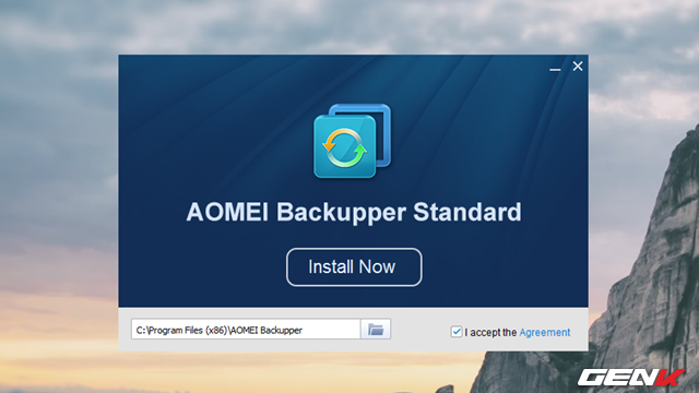  Sau khi tải về xong, bạn hãy khởi chạy gói tin để bắt đầu quá trình cấu hình cài đặt AOMEI Backupper vào Windows. 