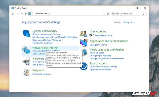  Trong Control Panel, tìm đến lựa chọn “Network and Internet”. 