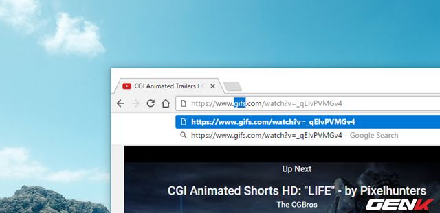  Tiếp theo bạn hãy tiến hành thay đổi dòng “youtube” trên thanh URL thành “gifs” và nhấn phím ENTER để truy cập vào URL mới vừa được bạn thay đổi. 