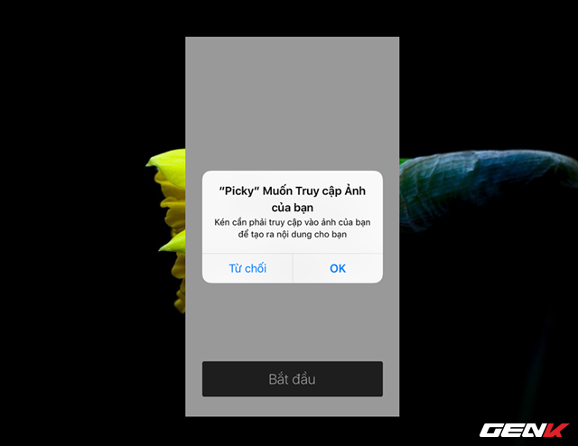  Nhấn “OK” để cho phép Picky được phép truy cập vào ảnh của bạn. 