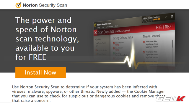  Tiếp đó bạn hãy truy cập vào liên kết này để tải về phần mềm Norton Security Scan. 