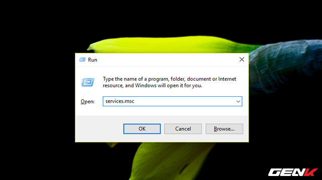  Nhấn phải chuột vào nút Start và chọn Run để khởi động hộp thoại, sau đó nhập vào lệnh “services.msc” và nhấn phím ENTER để khởi động Windows Services. 