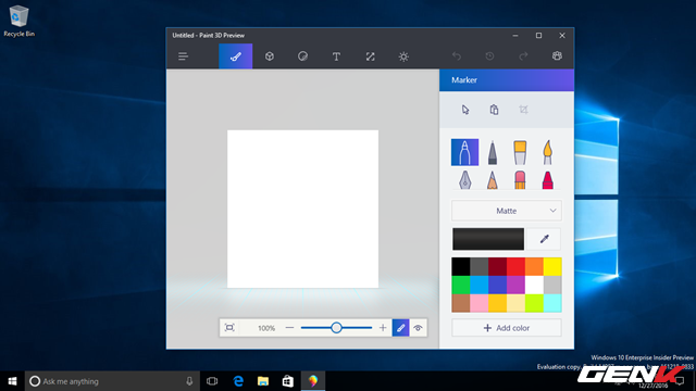  Paint 3D đã chính thức xuất hiện ở Build 14997. Tuy nhiên, vẫn còn là phiên bản Preview. 