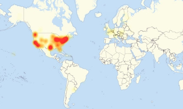  Những khu vực chịu ảnh hưởng của cuộc tấn công DDoS hôm thứ 6 vừa rồi. 
